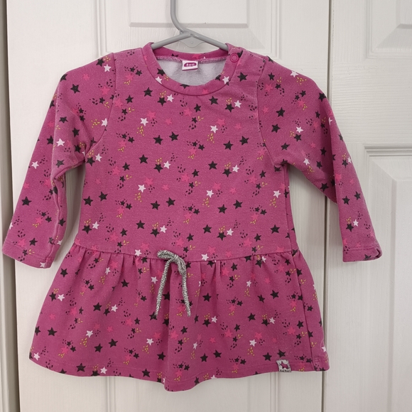 Pink Star Patterned Kids Casual Dress - Picture 1 of 6